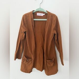 Girl August Cozy Kids Brown Cardigan with Pockets size 5